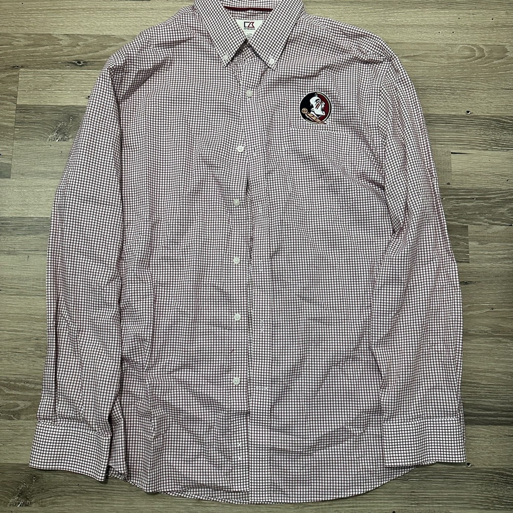 Cutter & Buck FSU Seminoles Checkered button up long sleeve Shirt